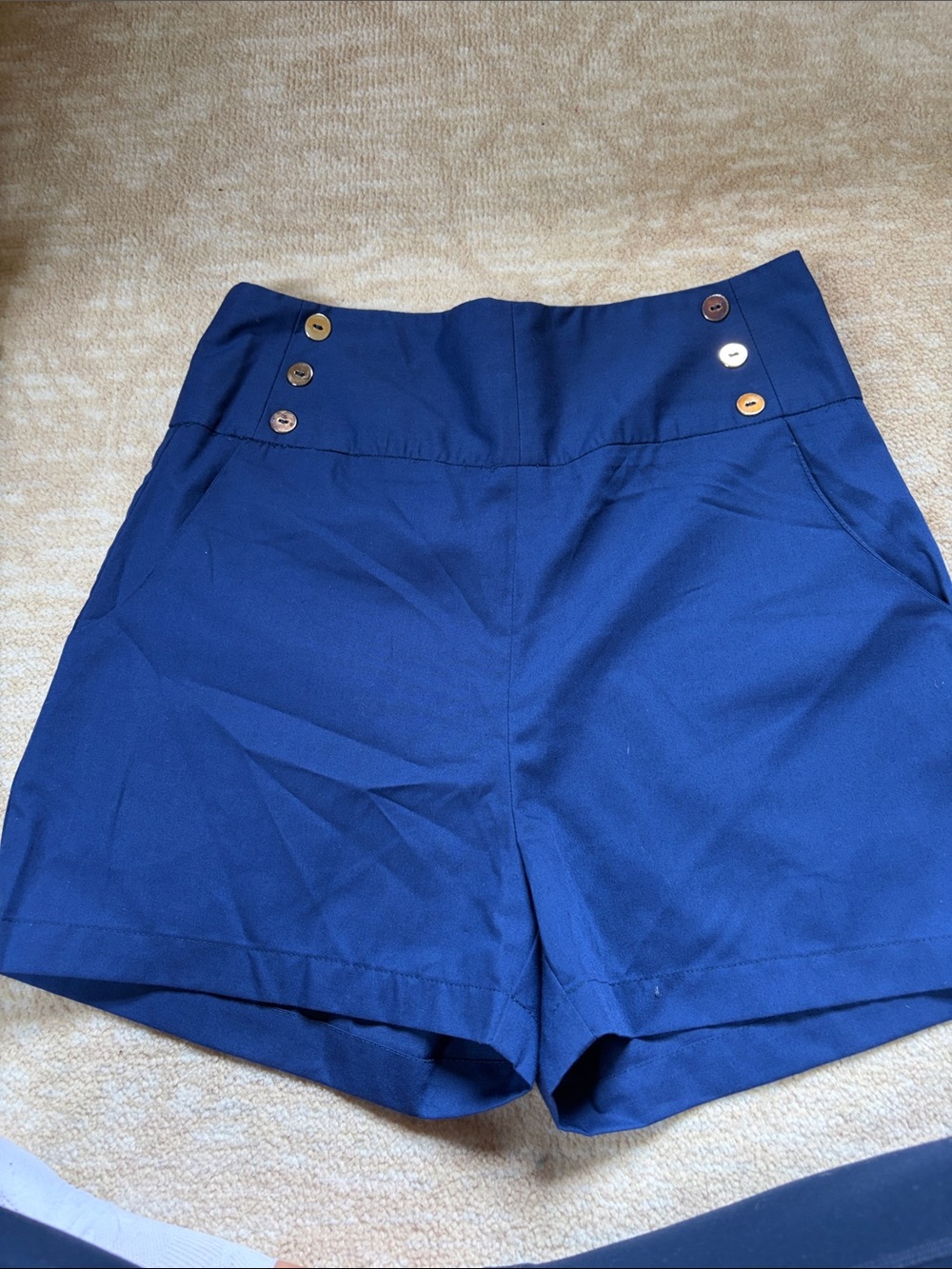 Lucca Couture Navy High-Waist Sailor Button Shorts